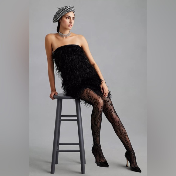 Anthropologie Vineet Bahl Of A Faux Feather Mini Dress - Picture 2 of 5